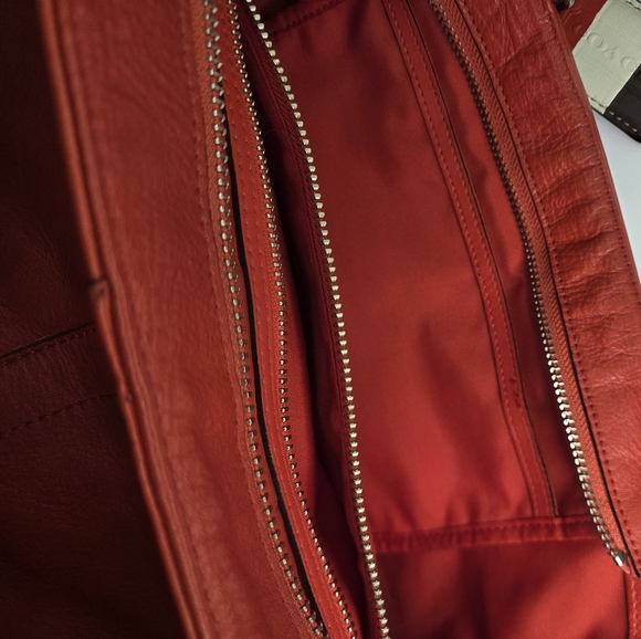 Coach Red Leather Tote Bag - Picture 9 of 13